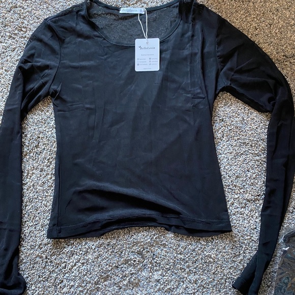 Sheer Long Sleeve Crop Top - Picture 3 of 4